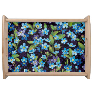 Elegance Forget-Me-Not Floral Pattern Serving Tray