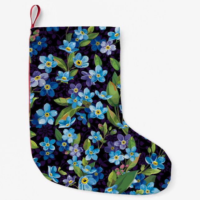 Elegance Forget-Me-Not Floral Pattern Small Christmas Stocking (Front)