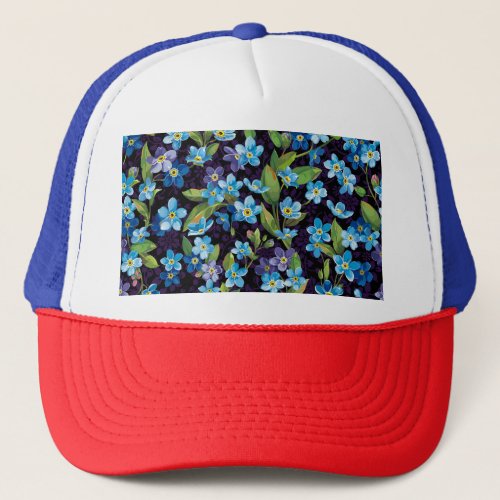 Elegance Forget_Me_Not Floral Pattern Trucker Hat