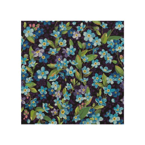 Elegance Forget_Me_Not Floral Pattern Wood Wall Art