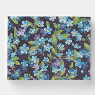 Elegance Forget-Me-Not Floral Pattern Wooden Box Sign