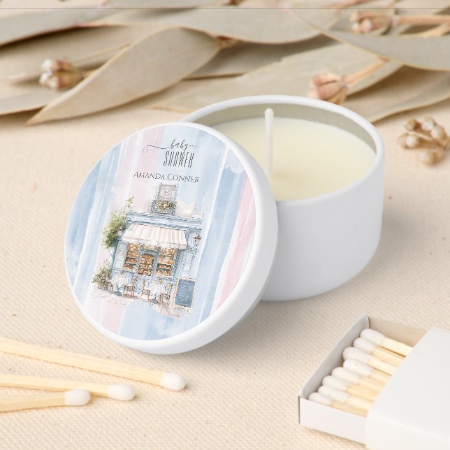 Elegance French Cafe Baby Shower Mini Candle Favors (Insitu)