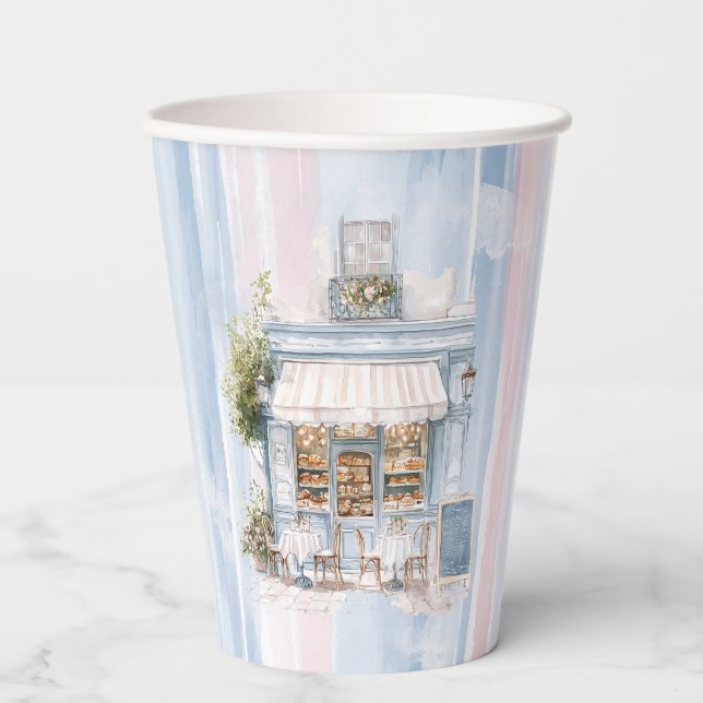 Elegance French Cafe Birthday Paper Cups (Front)