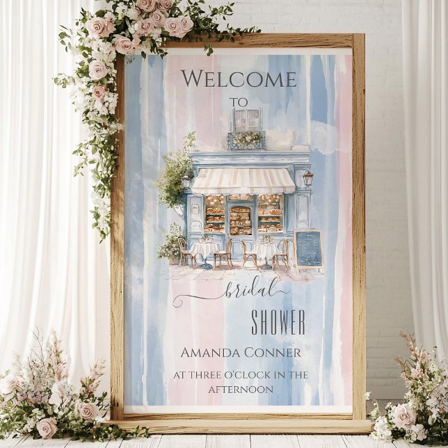 Elegance French Cafe Bridal Shower Welcome Foam Board (Creator Uploaded)