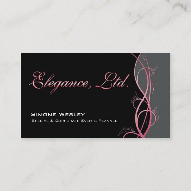 Elegance Gala Events Planner Coordinator Business Card (Front)