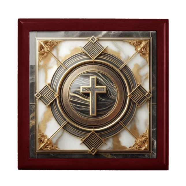Elegance in Absolution Cross on Marble With Gilded Gift Box (Front)