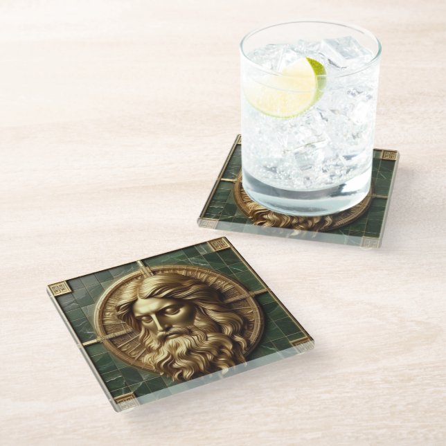 Elegance in Absolution Cross on Marble With Gilded Glass Coaster (Angled)