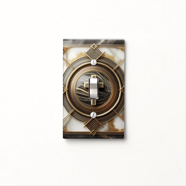 Elegance in Absolution Cross on Marble With Gilded Light Switch Cover (In Situ)