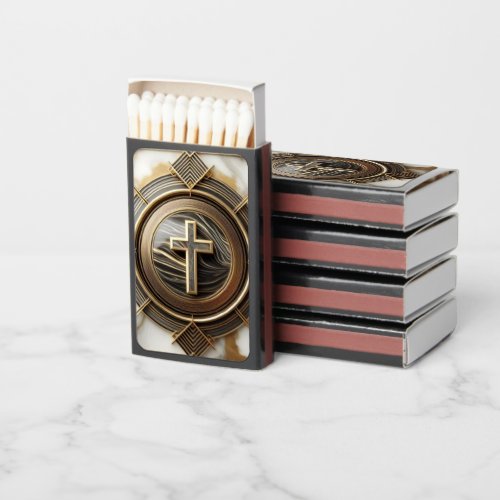 Elegance in Absolution Cross on Marble With Gilded Matchboxes