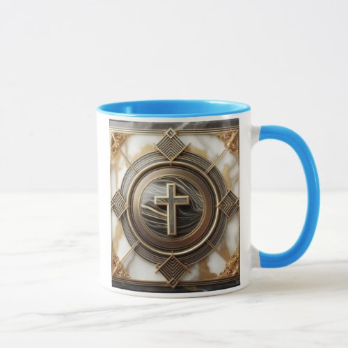 Elegance in Absolution Cross on Marble With Gilded Mug