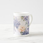 Elegance in Bloom Pastel Purple Hydrangea and Rose Bone China Mug