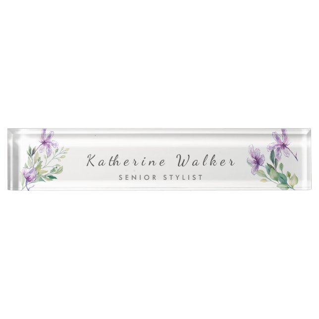 Elegance in Bloom" Personalized Acrylic Desk Desk Name Plate (Front)