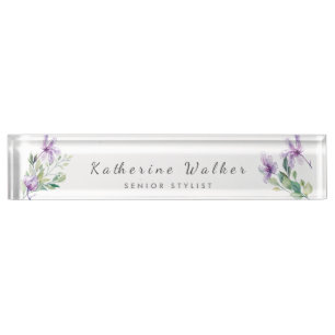 Elegance in Bloom" Personalized Acrylic Desk Name Plate