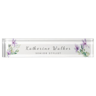 Elegance in Bloom" Personalized Acrylic Desk Name Plate