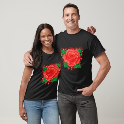 Elegance in Bloom Red Rose Flower Design Printed  T_Shirt