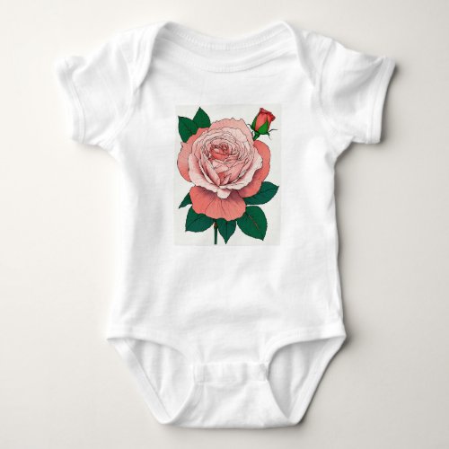 Elegance in Bloom Rose and Bud Baby Bodysuit