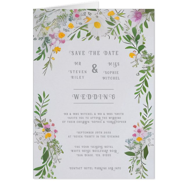 Elegance in Bloom Wedding Collection Cards (Front)