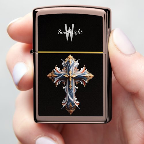 Elegance in Blue and Gold Zippo Lighter