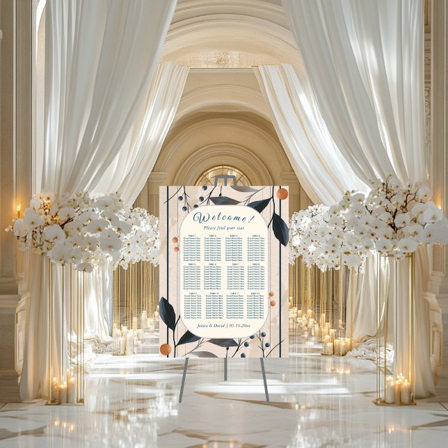 Elegance in Blue & Gold Modern Seating Chart Board (Creator Uploaded)