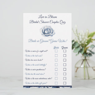 Elegance in Blue Rose Couple Quiz Shower Game
