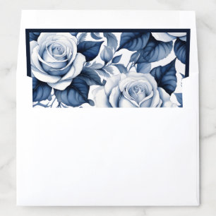 Elegance in Blue Rose Watercolor A7 Envelope Envelope Liner