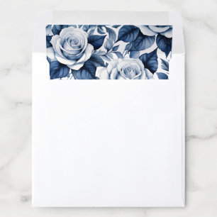 Elegance in Blue Rose Watercolor Square Envelope Envelope Liner