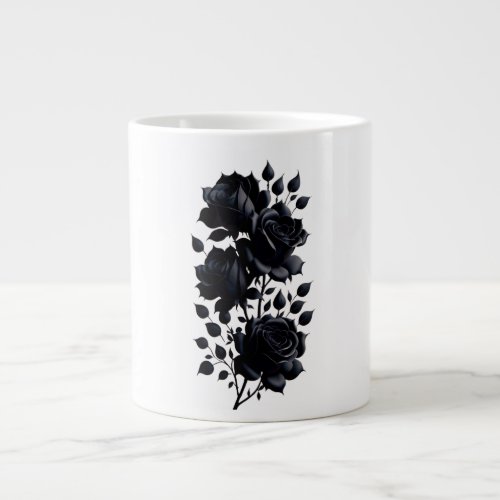 Elegance in Darkness Black Rose Giant Coffee Mug