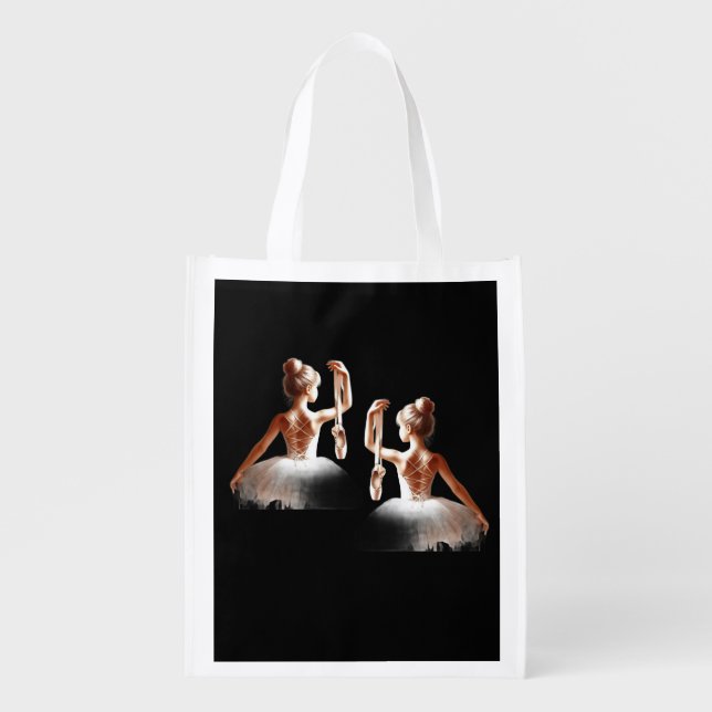 "Elegance in Every Errand – Ballerina Reusable Tot Grocery Bag (Front)