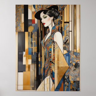 Elegance in Geometry - Abstract Woman Digital Art Poster