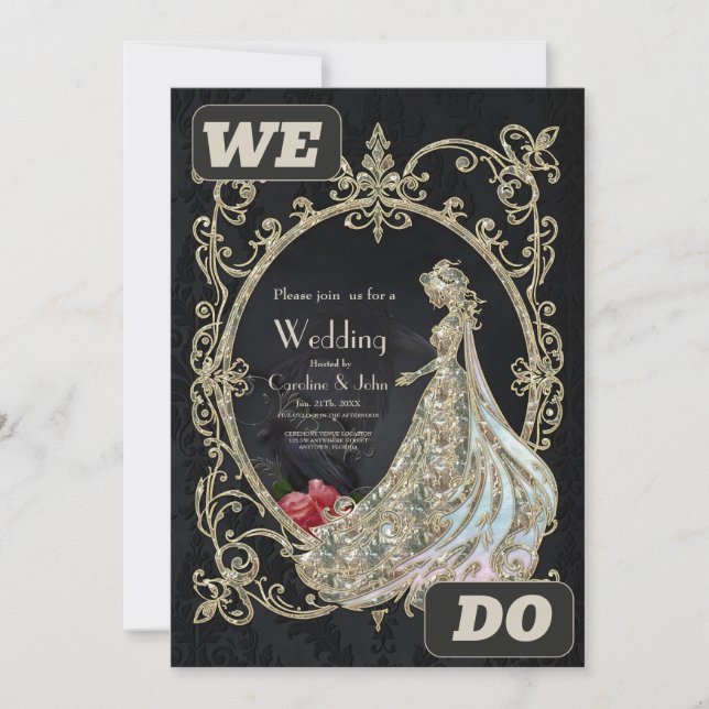 Elegance in gold and black.  invitation (Front)