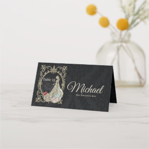Elegance in gold and black. place card