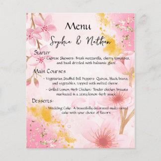 Elegance in Harmony: Pink and Gold Wedding Menu