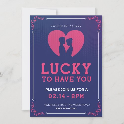 Elegance in Love Couples Kissing Shadow Valentine Invitation