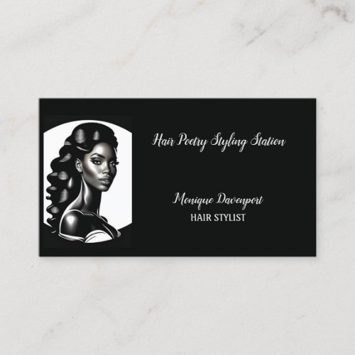 Elegance in Monochrome Hair Stylist Business Card