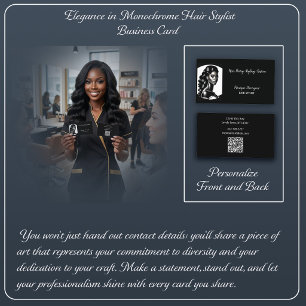Elegance in Monochrome Hair Stylist Business Card