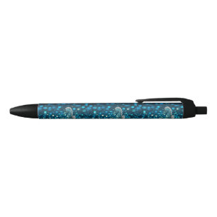 Elegance in Motion: Aqua Seahorse On Aqua Bokeh Pen