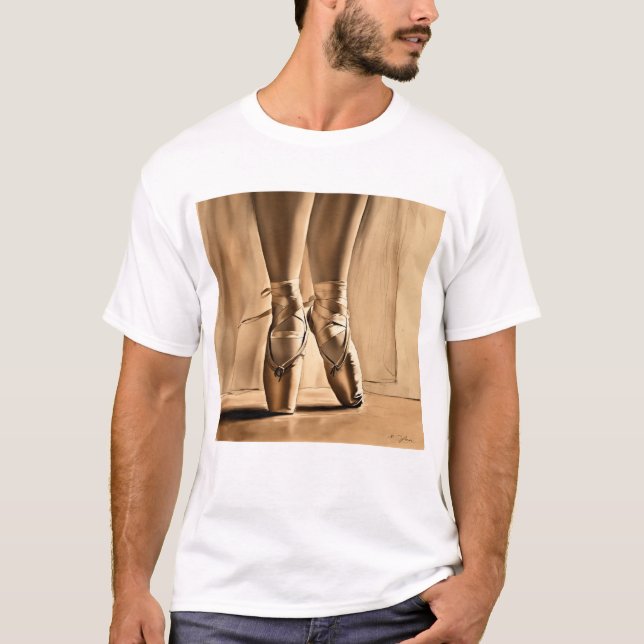 Elegance in Motion: Ballet Shoe Sketch T-Shirt (Front)