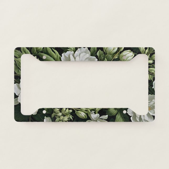 Elegance in Motion: Exotic Floral  License Plate Frame (Front)
