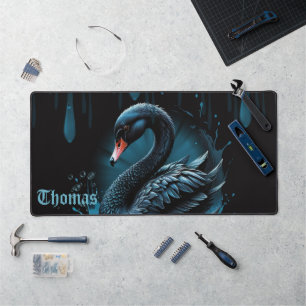 Elegance in motion, the black swan,  desk mat
