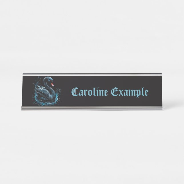 Elegance in motion, the black swan desk name plate (Front)