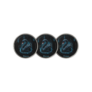 Elegance in motion, the black swan,  golf ball marker