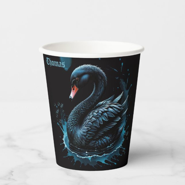 Elegance in motion, the black swan,  paper cups (Front)
