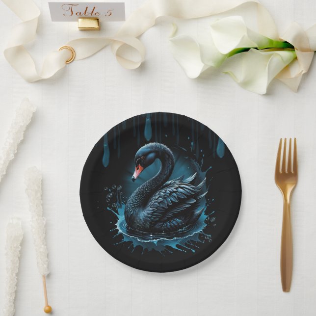 Elegance in motion, the black swan,  paper plates (Wedding)