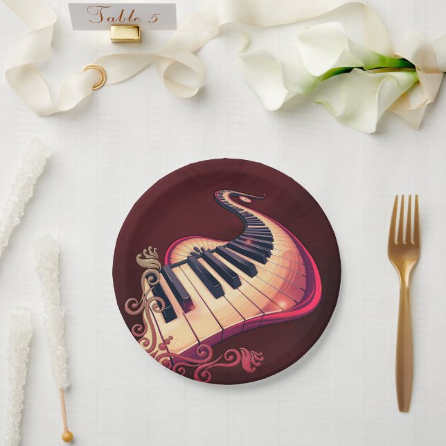 Elegance in motion, the curved piano.  paper plates (Wedding)