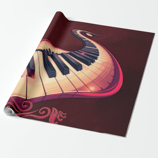 Elegance in motion, the curved piano wrapping paper (Unrolled)