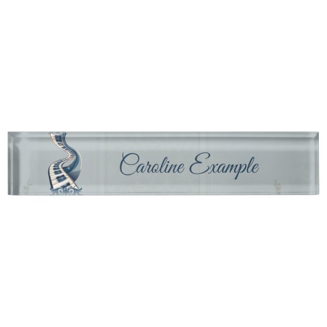 Elegance in piano keys and blossoms.  desk name plate (Front)