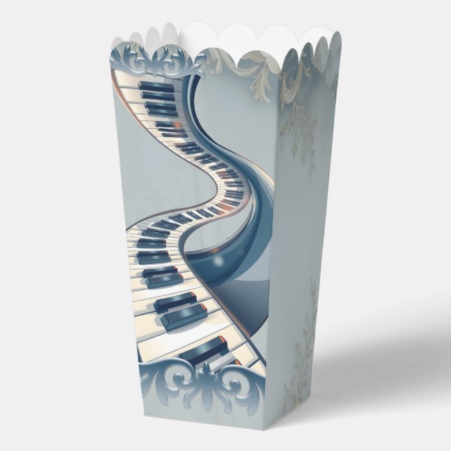 Elegance in piano keys and blossoms.  favor boxes (Front)