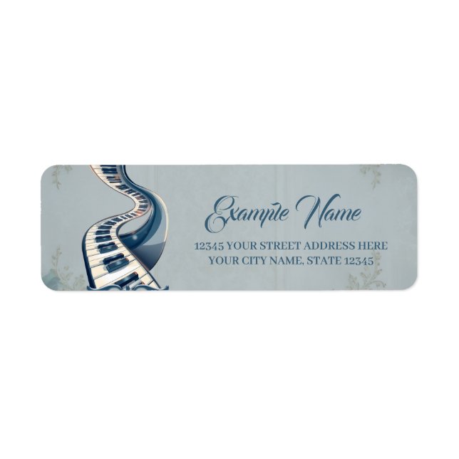 Elegance in piano keys and blossoms. label (Front)