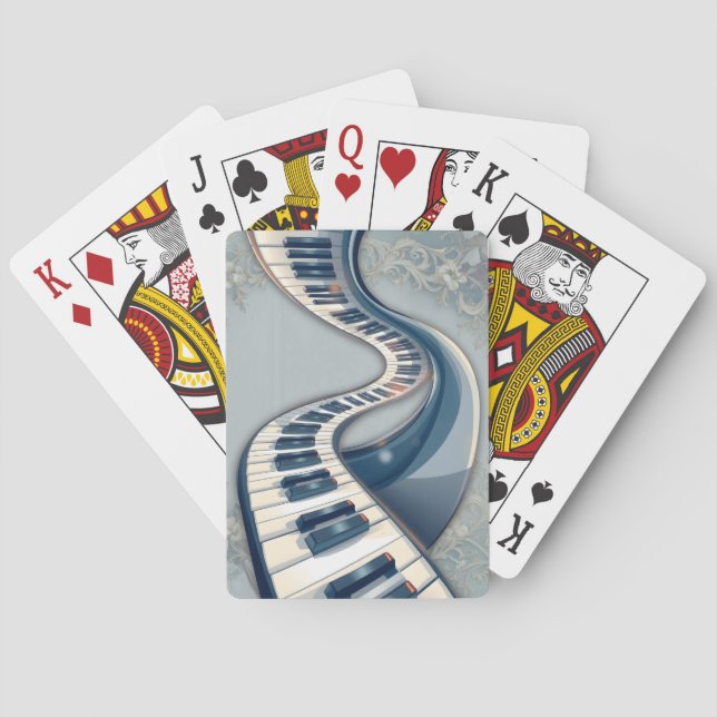 Elegance in piano keys and blossoms.  poker cards (Back)