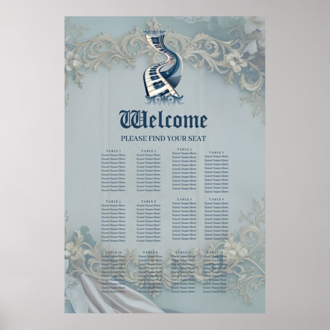 Elegance in piano keys and blossoms.  poster (Front)